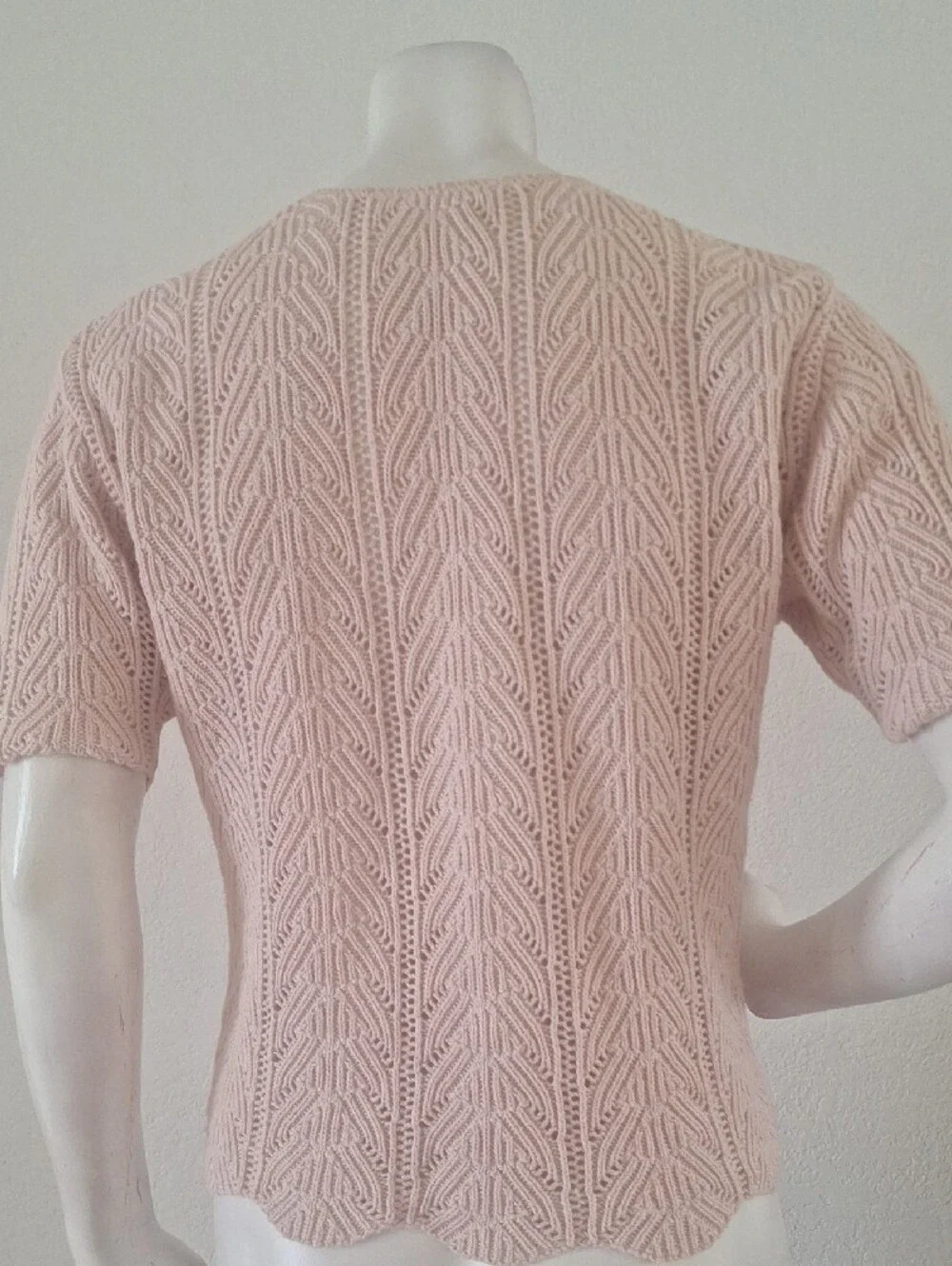 Gorgeous Sara Arizona 100% Cotton Pale Pink Short-Sleeve Knit Cardigan Top Sz S